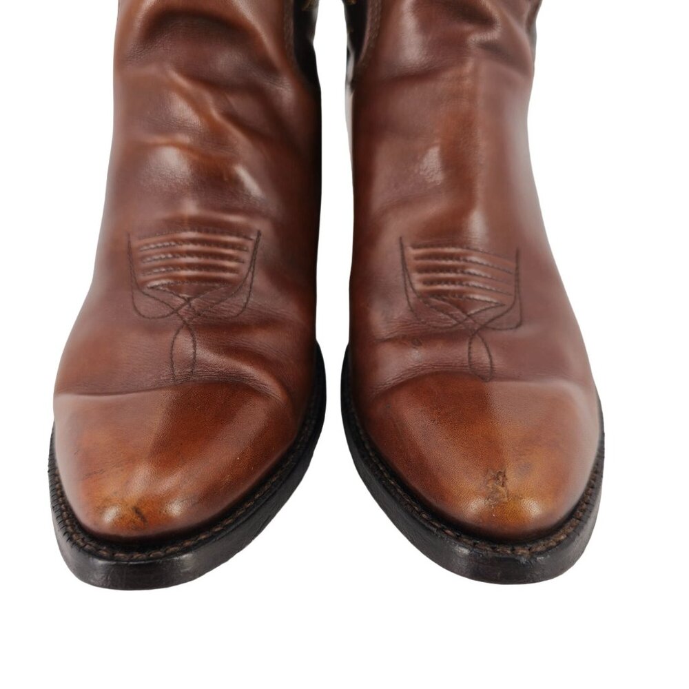 Vintage Paul Bond Tall Custom Womens Size 6B Brown Leather Cowboy Western Boots - Picture 2 of 15